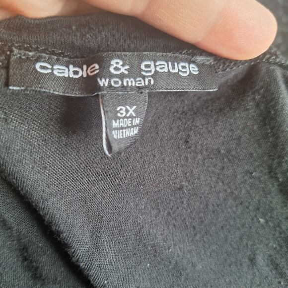 Cable & Gauge Women 3x Black Classic Pointed Hem Shark Bite 3/4 Sleeve top - Picture 4 of 6